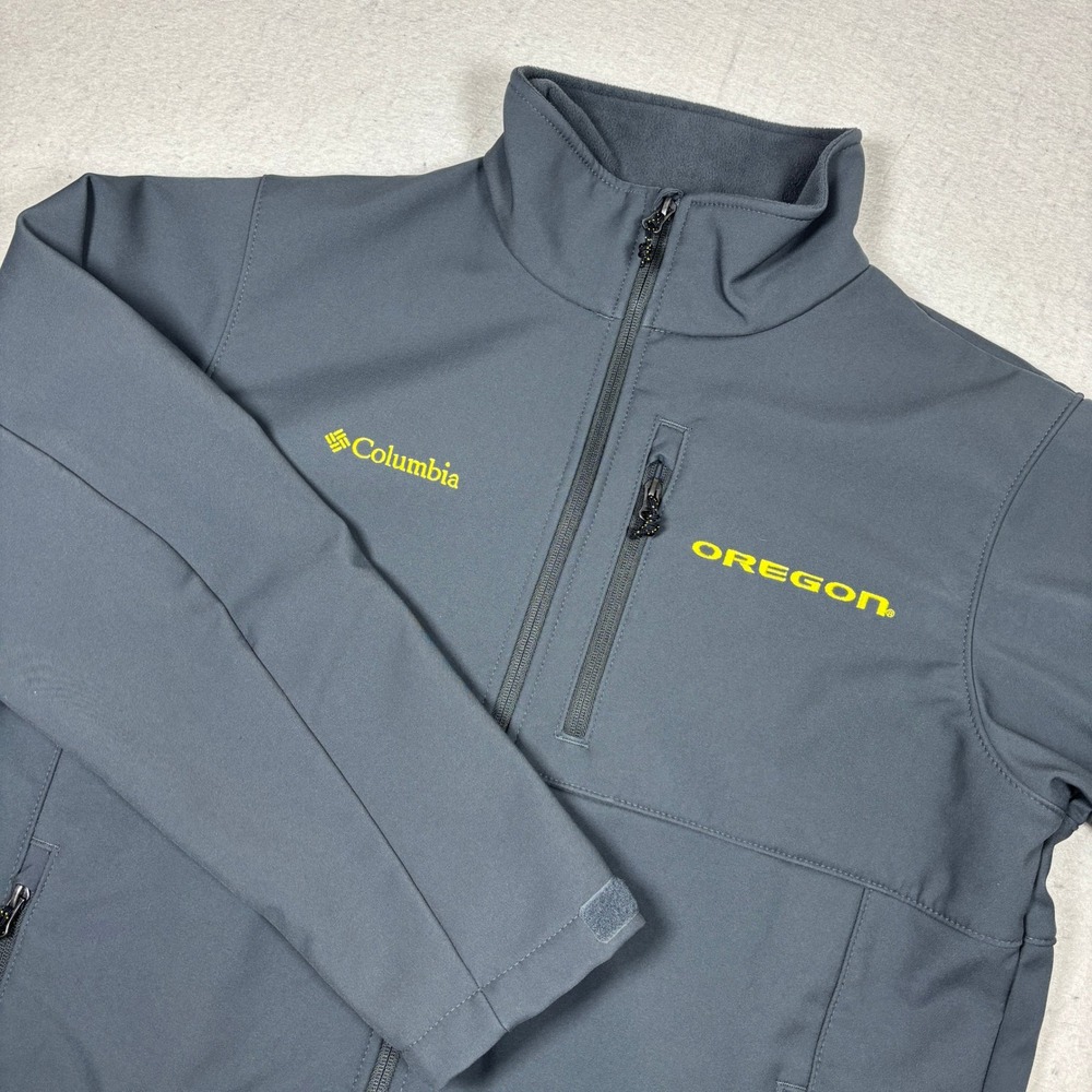 Columbia Oregon Ducks Softshell Jacket‎ Mens Large Gray Full Zip NCAA